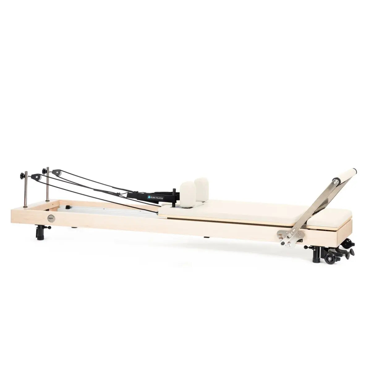 Vertikaler Pilates Reformer in Elfenbein, Seitenansicht
