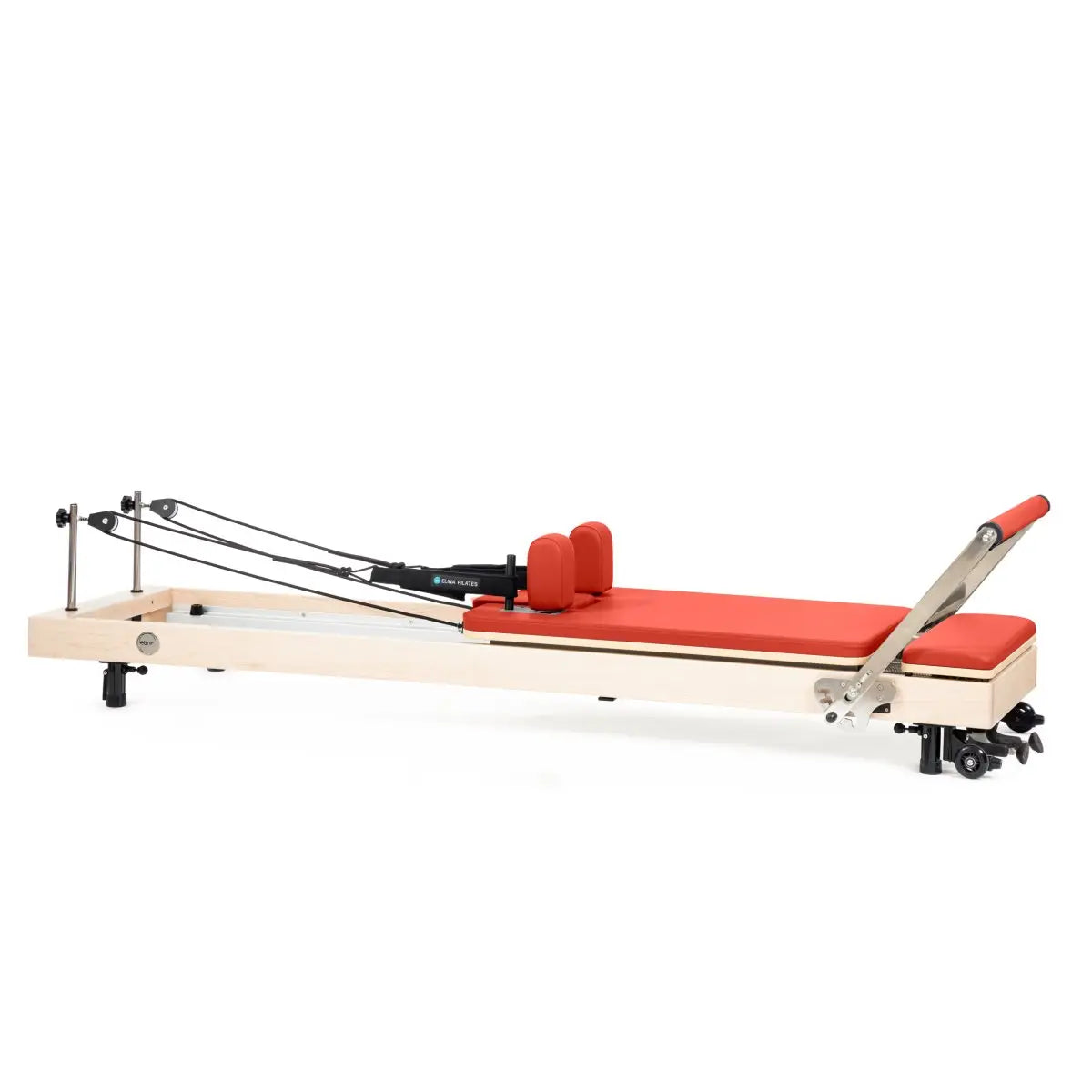 Vertikaler Pilates Reformer in Rot, Seitenansicht