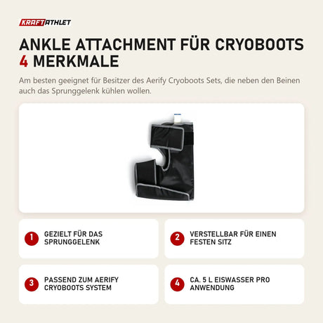 Aerify Ankle Attachment für Cryoboots mit 4 Merkmalen: Gezielt für das Sprunggelenk, Verstellbar für einen festen Sitz, Passend zum Cryoboots System, Ca. 5 l Eiswasser pro Anwendung