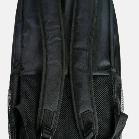 Aerify Backpack für Charge in Schwarz, Rückansicht mit gepolsterten Schultergurten und Netz-Seitentaschen