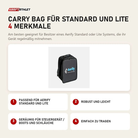 Aerify Carry Bag für Standard und Lite mit 4 Merkmalen: Passend für Standard und Lite, Robust und leicht, Geräumig für Steuergerät / Boots und Schläuche, Einfach zu tragen