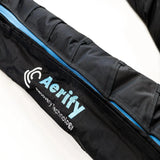 Aerify Charge Recovery System, Detail der Jacke mit Branding und blauem Streifen