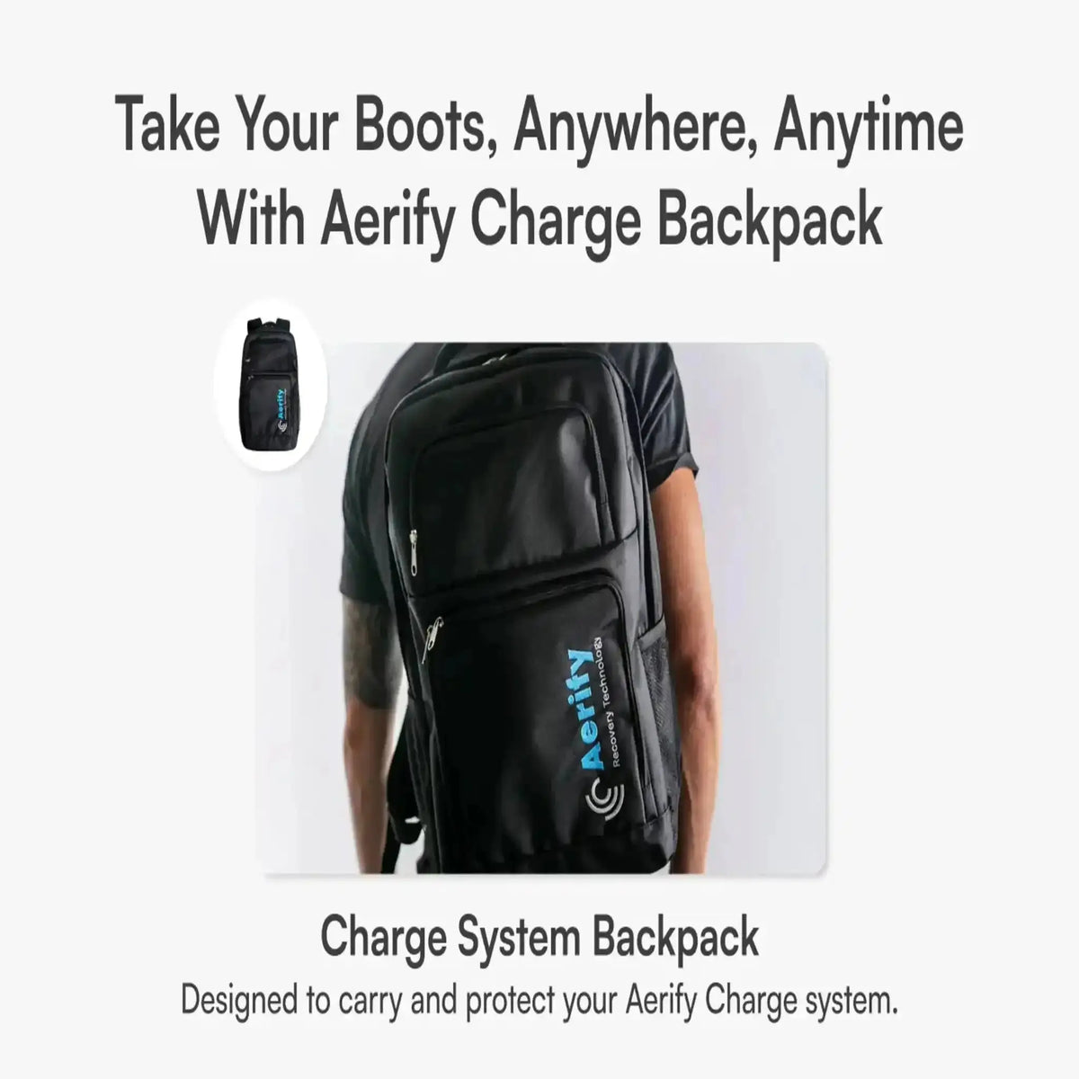 Aerify Charge Recovery System, Rucksack mit System, Seitenansicht