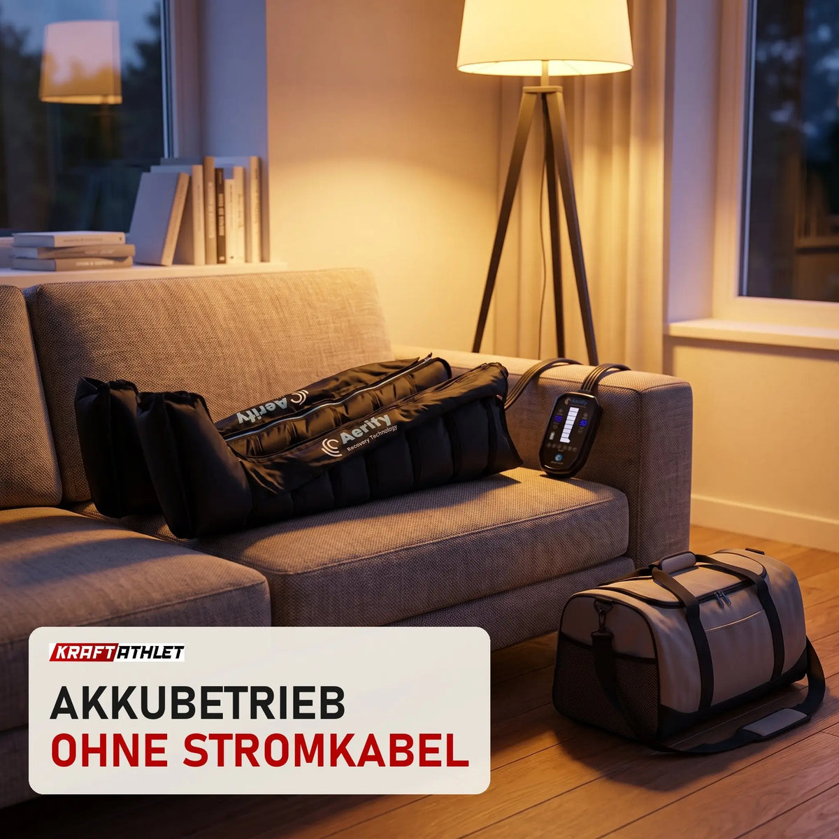 Aerify Charge Recovery System in einem ruhigen Wohnzimmer am Abend