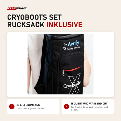 Aerify Cryoboots Set: isolierter, wasserdichter Rucksack im Lieferumfang