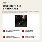 Aerify Cryoboots Set mit 4 Merkmalen: Kälte und Luftkompression in einem System, 3 Stufen für den Wasserkreislauf, 2 Kanäle für zwei Manschetten oder Aufsätze, Wassertemperatur in Echtzeit am Display