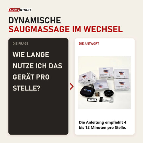 Frage und Antwort zu Aerify Dynamic Cupping: Wie lange nutze ich das Gerät pro Stelle?