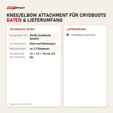 Technische Daten und Lieferumfang von Aerify Knee/Elbow Attachment für Cryoboots als Tabelle
