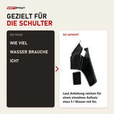 Frage und Antwort zu Aerify Shoulder Attachment für Cryoboots: Wie viel Wasser brauche ich?