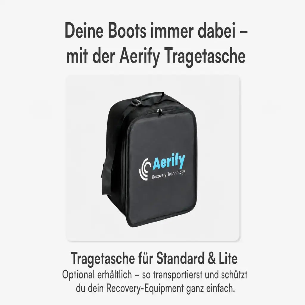 Aerify Standard Recovery Boots, Tragetasche Detailansicht mit Branding