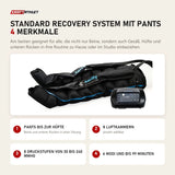 Aerify Standard Recovery System mit Pants mit 4 Merkmalen: Pants bis zur Hüfte, 8 Luftkammern, 8 Druckstufen von 30 bis 240 mmHg, 6 Modi und bis 99 Minuten