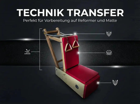 Body & Exercise Arm Baby Chair – Grafik mit beschrifteter Seitenansicht und Holzrahmen