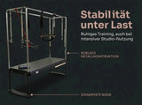 Body & Exercise Cadillac Black Edition aus Edelstahl, Grafik zur Metallkonstruktion und standfesten Basis