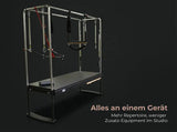 Body & Exercise Cadillac Black Edition aus Edelstahl, Grafik mit dem Hinweis auf alles an einem Gerät