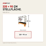 Maßbild Body & Exercise Cadillac Classic aus Buchenholz: Stellfläche 220 × 90 cm, Höhe 205 cm