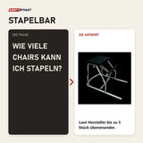 Frage und Antwort zu Body & Exercise Chair Salvaspazio: Wie viele Chairs kann ich stapeln?