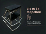 Body & Exercise Chair Salvaspazio Grafik zur Stapelbarkeit, Rahmen und Pedal in Schrägansicht