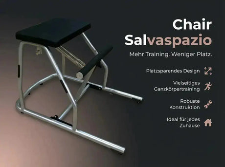 Body & Exercise Chair Salvaspazio Übersichtsgrafik mit Chair und Symbolen der Ausstattung