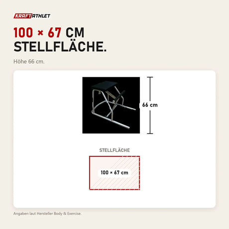 Maßbild Body & Exercise Chair Salvaspazio: Stellfläche 100 × 67 cm, Höhe 66 cm