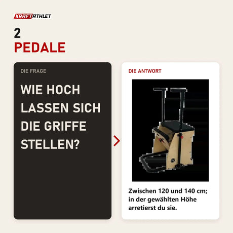 Frage und Antwort zu Body & Exercise Combo Chair aus Stahl: Wie hoch lassen sich die Griffe stellen?
