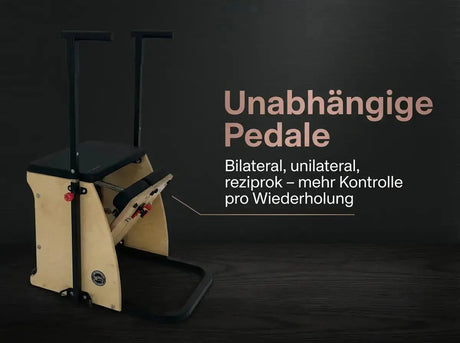 Body & Exercise Combo Chair aus Stahl – Grafik zu den unabhängigen Pedalen für bilaterales Training