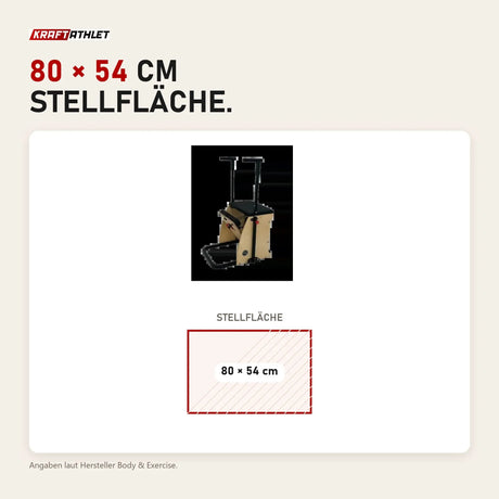 Maßbild Body & Exercise Combo Chair aus Stahl: Stellfläche 80 × 54 cm