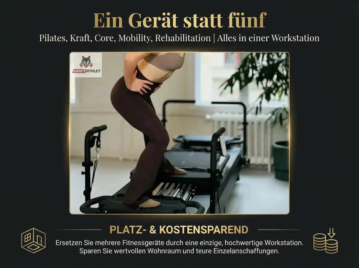 Body & Exercise EVO-Performance Workstation, Grafik zu Platz und Kosten mit trainierender Person