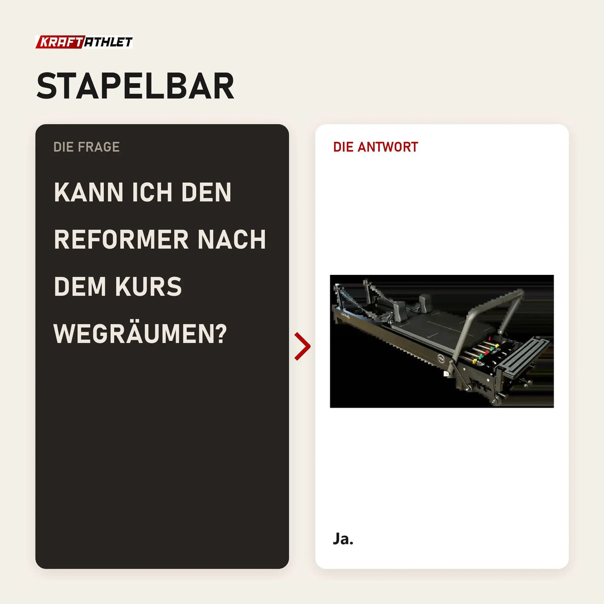 Frage und Antwort zu Body & Exercise Reformer Black Edition: Kann ich den Reformer nach dem Kurs wegräumen?