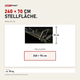 Maßbild Body & Exercise Reformer Black Edition: Stellfläche 240 × 70 cm, Höhe 45 cm