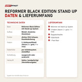 Technische Daten und Lieferumfang von Body & Exercise Reformer Black Edition Stand Up als Tabelle