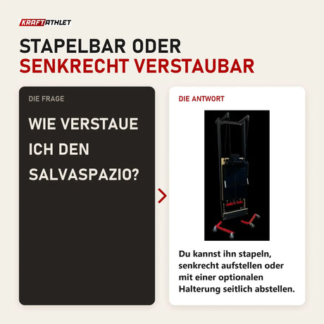 Frage und Antwort zu Body & Exercise Reformer Salvaspazio aus Aluminium: Wie verstaue ich den Salvaspazio?