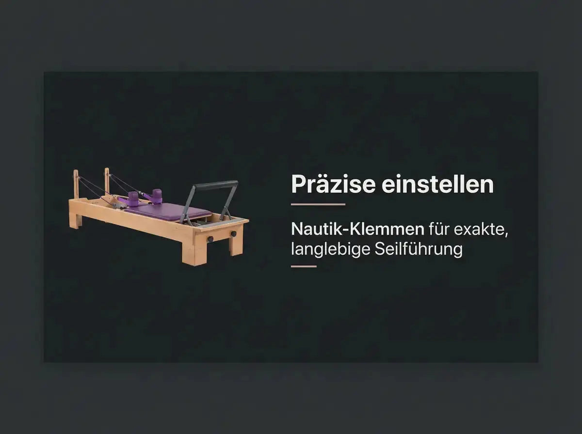 Body & Exercise Reformer Salvaspazio aus Aluminium, Grafik zu den Nautik-Klemmen für die Seilführung