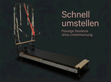 Body & Exercise Reformer Salvaspazio Tower, Grafik zum schnellen Umstellen zwischen den Sessions