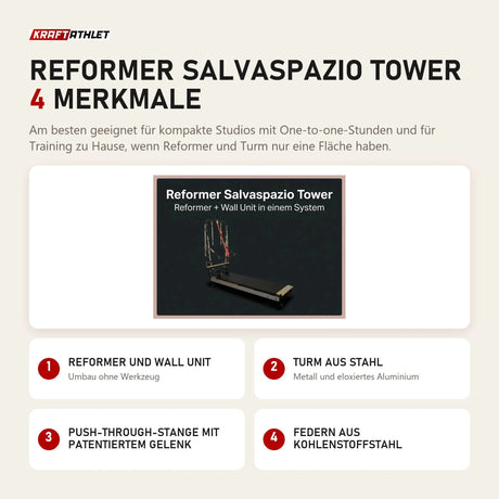 Body & Exercise Reformer Salvaspazio Tower mit 4 Merkmalen: Reformer und Wall Unit, Turm aus Stahl, Push-through-Stange mit patentiertem Gelenk, Federn aus Kohlenstoffstahl