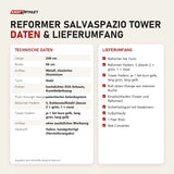 Technische Daten und Lieferumfang von Body & Exercise Reformer Salvaspazio Tower als Tabelle