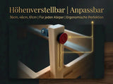 Body & Exercise Reformer Studio P001 aus Buchenholz, Grafik zur Verstellung, Detail des Holzpfostens