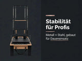 Body & Exercise Reformer Tower Black Edition, Grafik zur Stabilität von Metall- und Stahlrahmen