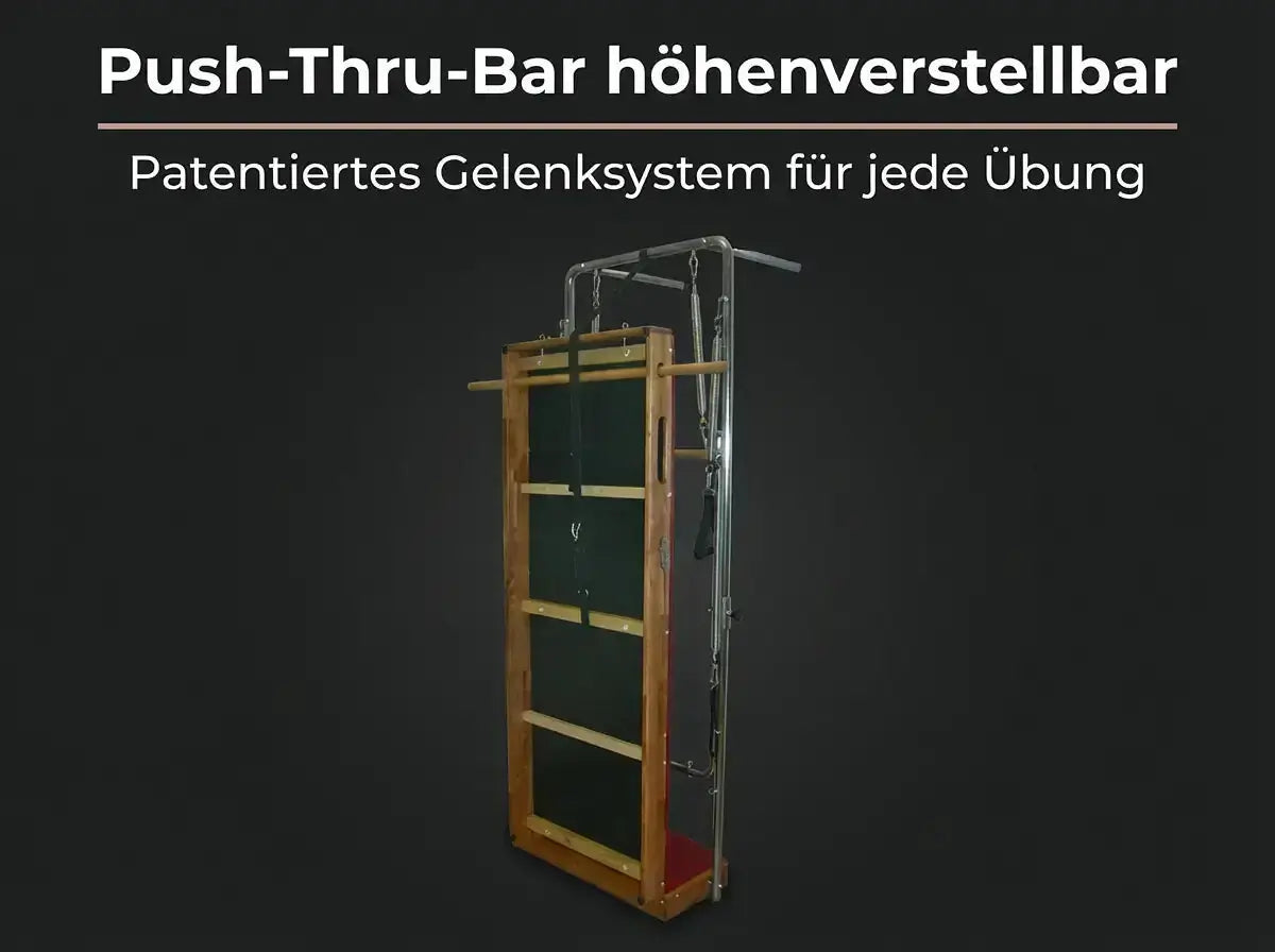 Body & Exercise Wallunit mit Profi-Matte auf dunkler Grafik zur höhenverstellbaren Guru-Bar