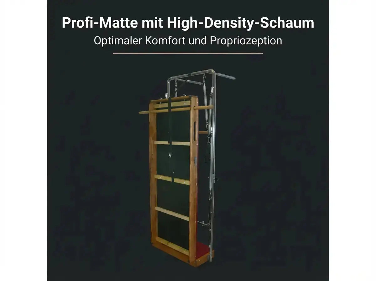 Body & Exercise Wallunit mit Profi-Matte auf dunkler Grafik zur Matte mit High-Density-Schaum
