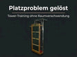 Body & Exercise Wallunit mit Profi-Matte auf dunkler Grafik zum Tower-Training auf wenig Raum