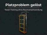 Body & Exercise Wallunit mit Profi-Matte auf dunkler Grafik zum Tower-Training auf wenig Raum
