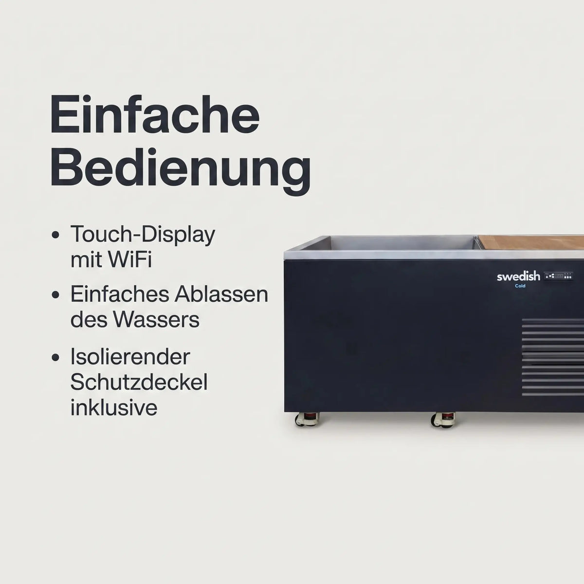 Eisbad-Bedienung: Touch-Display mit WiFi, einfaches Wasserablassen, Schutzdeckel