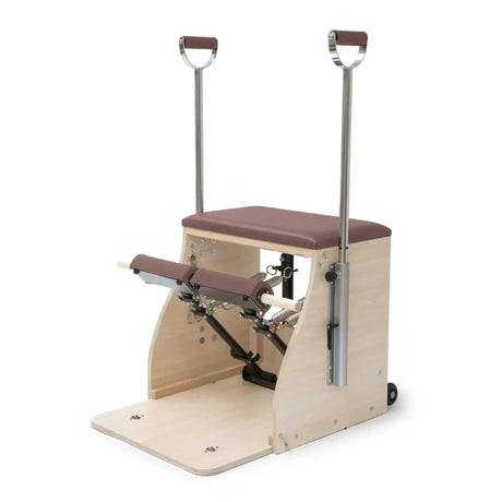Elina Pilates Combo Chair Elite mit Polster in Altrosa, Schrägansicht mit Haltegriffen