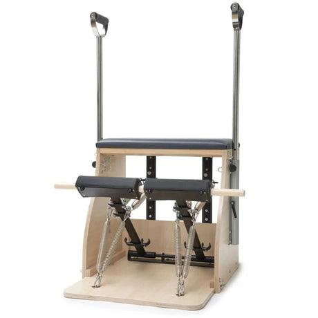 Elina Pilates Combo Chair Elite in Schwarz, Frontansicht mit geteilten Pedalen