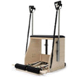 Elina Pilates Combo Chair Elite mit Polster in Schwarz, Schrägansicht mit Gummizug-Griffen