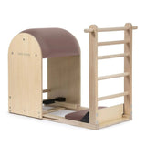 Elina Pilates Elite Ladder Barrel mit Polster in Altrosa, Schrägansicht mit Leiter