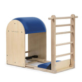 Elina Pilates Elite Ladder Barrel mit Polster in Blau, Schrägansicht mit Leiter