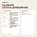 Technische Daten und Lieferumfang der Elina Pilates Faltmatte als Tabelle