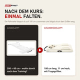 Vergleich: Elina Pilates Faltmatte ausgeklappt mit 200 × 60 cm und zusammengeklappt mit 100 cm Länge
