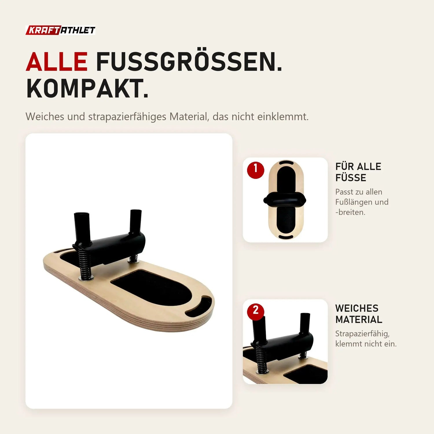 Elina Pilates Foot Corrector mit Draufsicht und Detail der gepolsterten Stange
